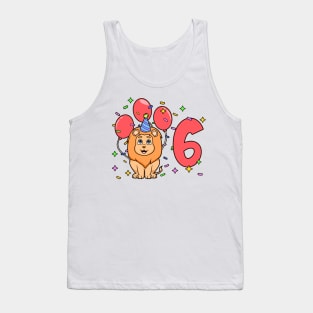 I am 6 with lion - kids birthday 6 years old Tank Top